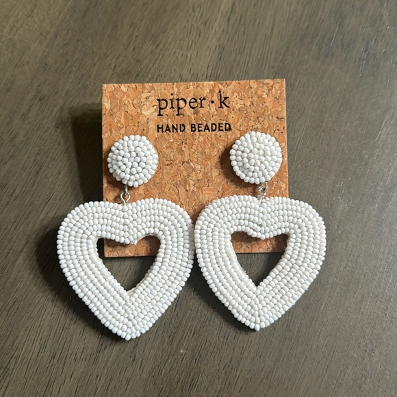 Piper K Jewelry - NWT Piper K Heart Hand Beaded Earrings